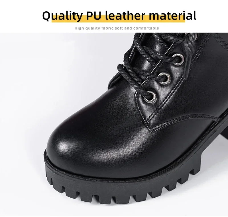 Winter Women's Boots 2024 New Lace Up Boots for Womens Fashion Thick Heel Side Zipper Ankle Boots Warm Female Motorcycle Shoes