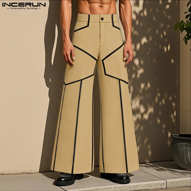 Fashion Print Men Wide Leg Pants Summer Spring Bottoms INCERUN Casual Pants Streetwear Oversize S-5XL Trousers Men's Clothing