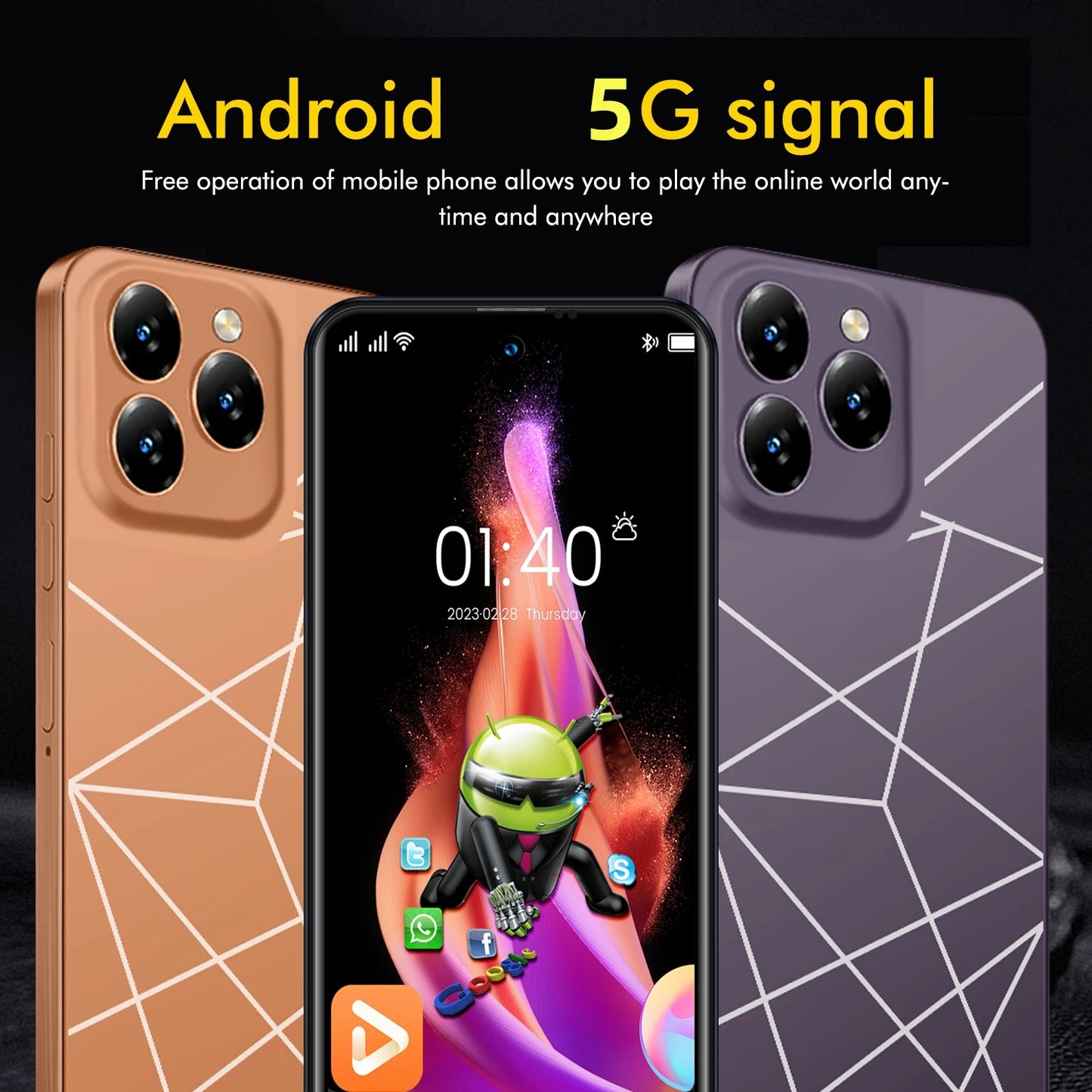Smartphone A16 Pro,4G Phone Android,6.8in,8GB RAM,256GB ROM,Dual SIM,Mobile phones,Google Play Store,24+48MP,6800mAh,Cellphones