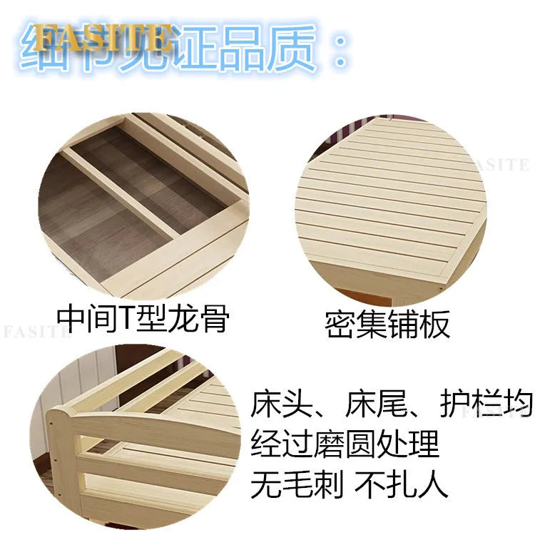 Children's splicing widened solid wood Yanbian bed simple environmentally friendly simple single bed
