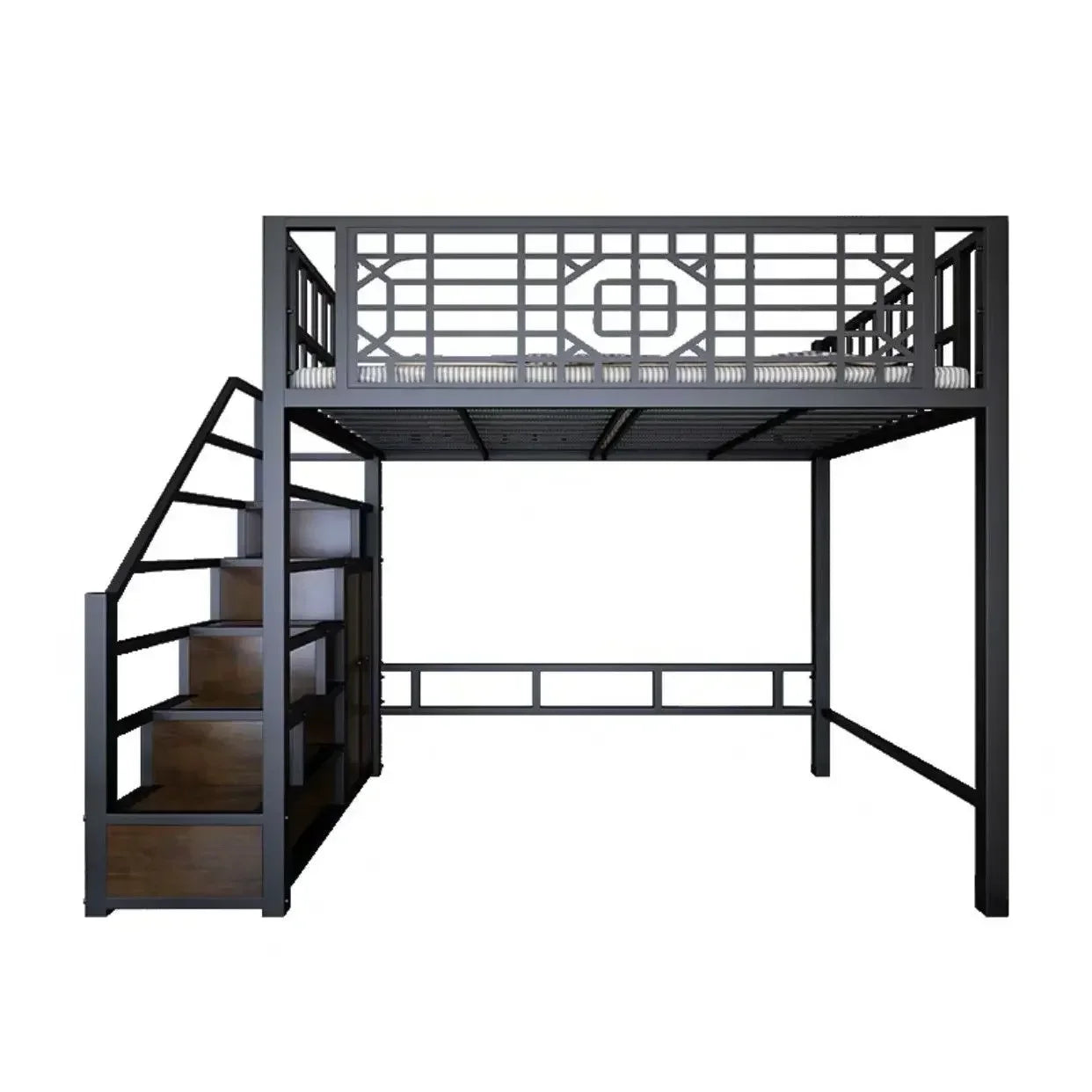New Chinese-style loft bed elevated sheet upper floor small apartment children's apartment iron frame