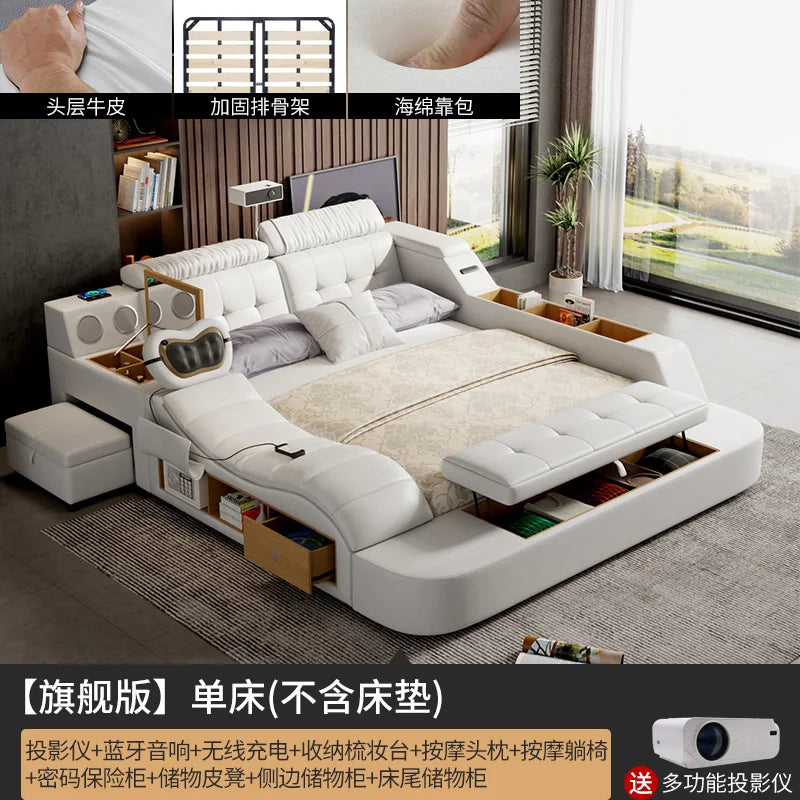 Unique Double Bed Aesthetic Elastic Adjustable King Size Beds Bedroom Tatami Camas De Casal De Luxo Furniture Decoration