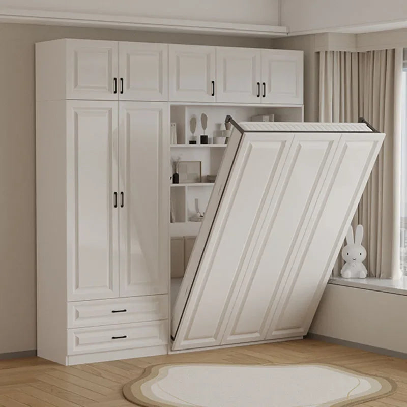 European Murphy Bed With Closet Organizer Drawers Full Size Bed Space-Saving Sleeping Salon Letto Matrimoniale Unique Furniture