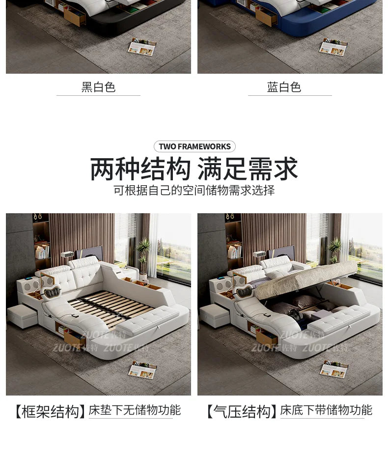 Unique Double Bed Aesthetic Elastic Adjustable King Size Beds Bedroom Tatami Camas De Casal De Luxo Furniture Decoration