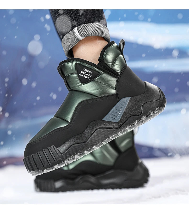 Trendy All-match Men's Snow Boot Men's Warm Low Top Anti-slip Wear-resistant Comfortable Thick Plush Boots for Men Cotton Shoe