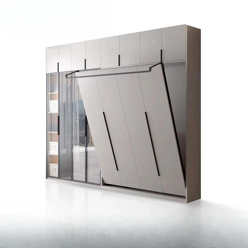 Whole house custom solid wood, forward rollover invisible bed, folding Murphy bed, bookcase, wardrobe, minimalist wall bed