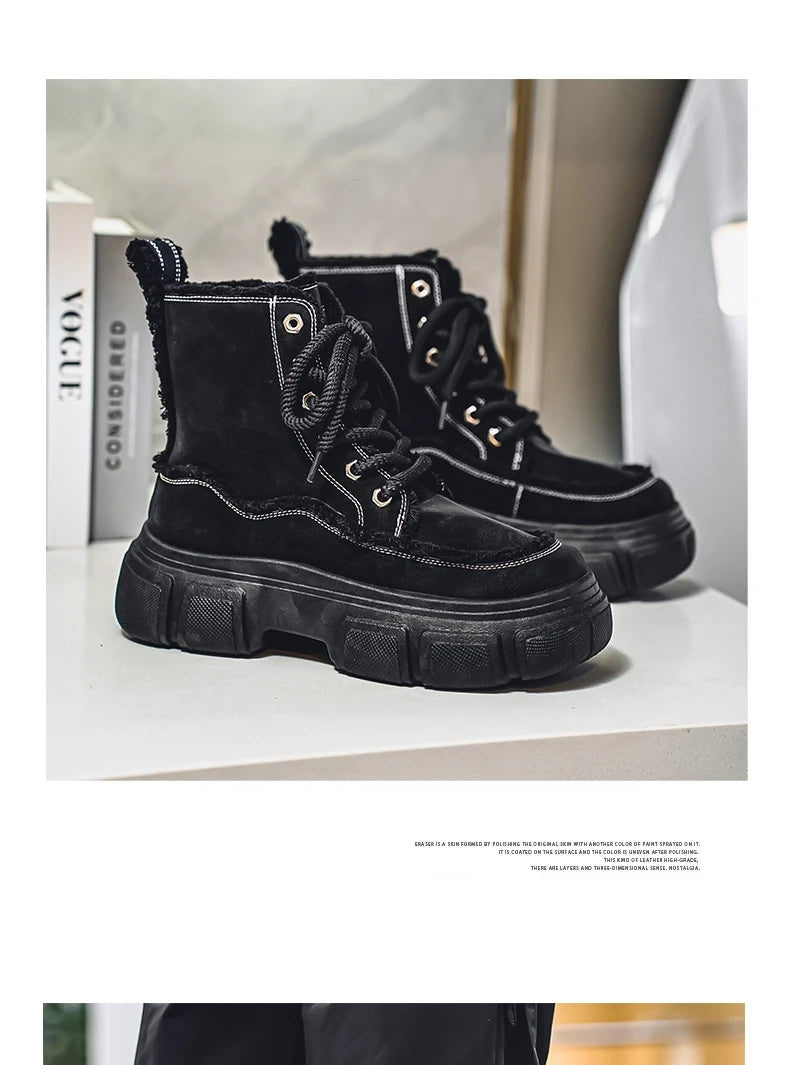 New Style Winter Retro Men's Ankle Tooling Boots High Quality Designed Casual Outdoor Mans Boot Platform British Style Men Shoes