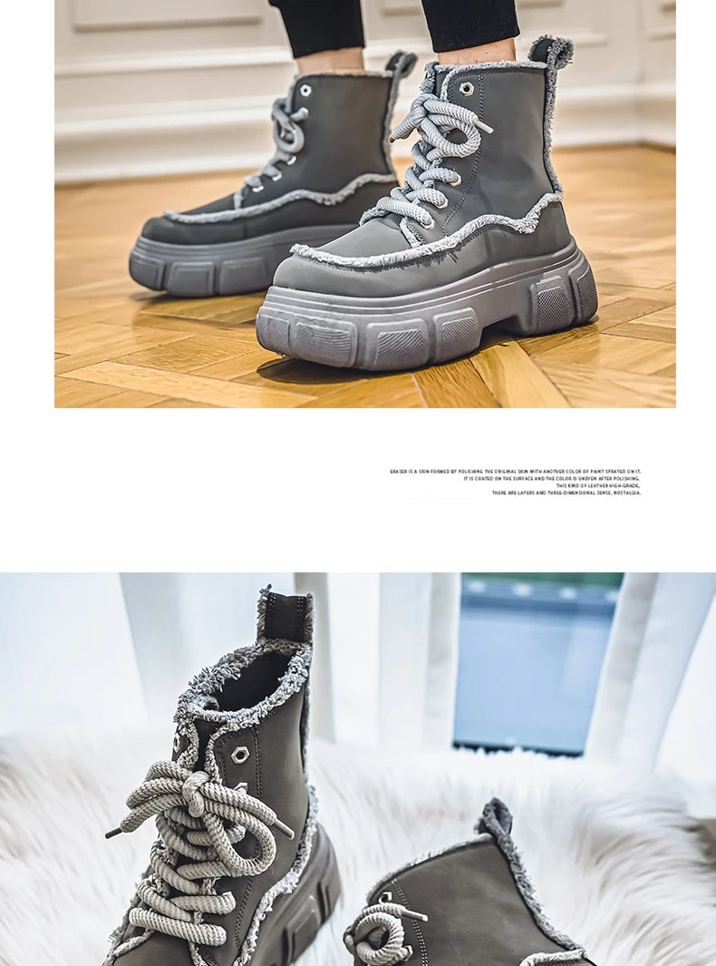 New Style Winter Retro Men's Ankle Tooling Boots High Quality Designed Casual Outdoor Mans Boot Platform British Style Men Shoes