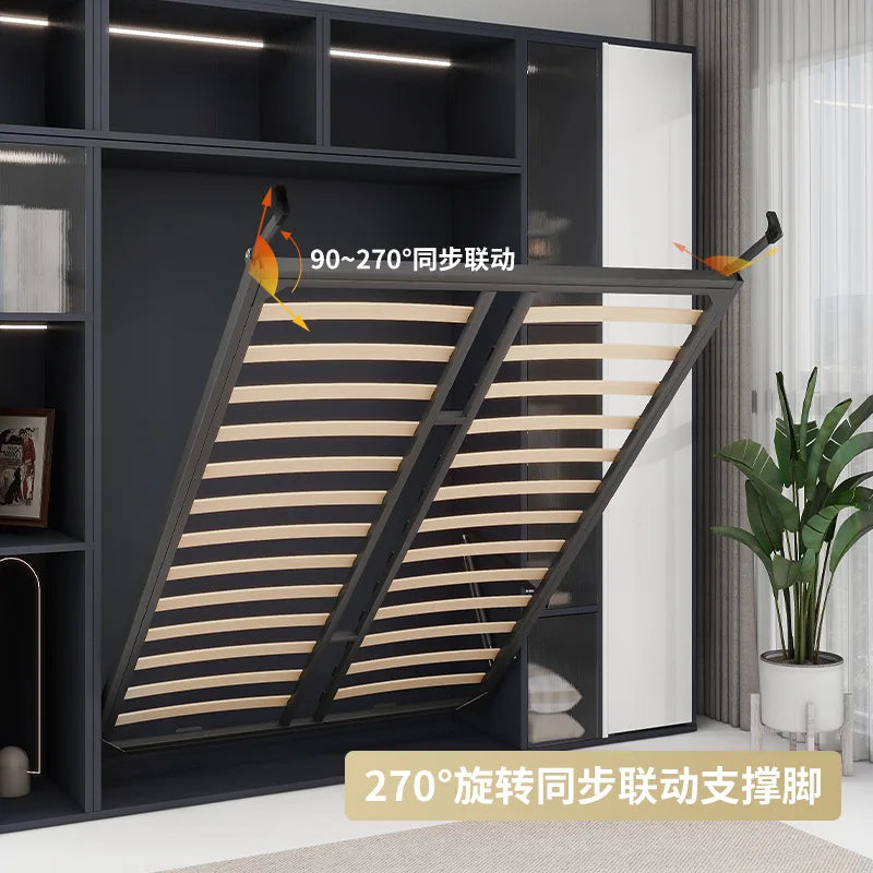 Automatic foot invisible bed front side flip hidden integrated folding bottom flip wall wardrobe hidden wall hardwar