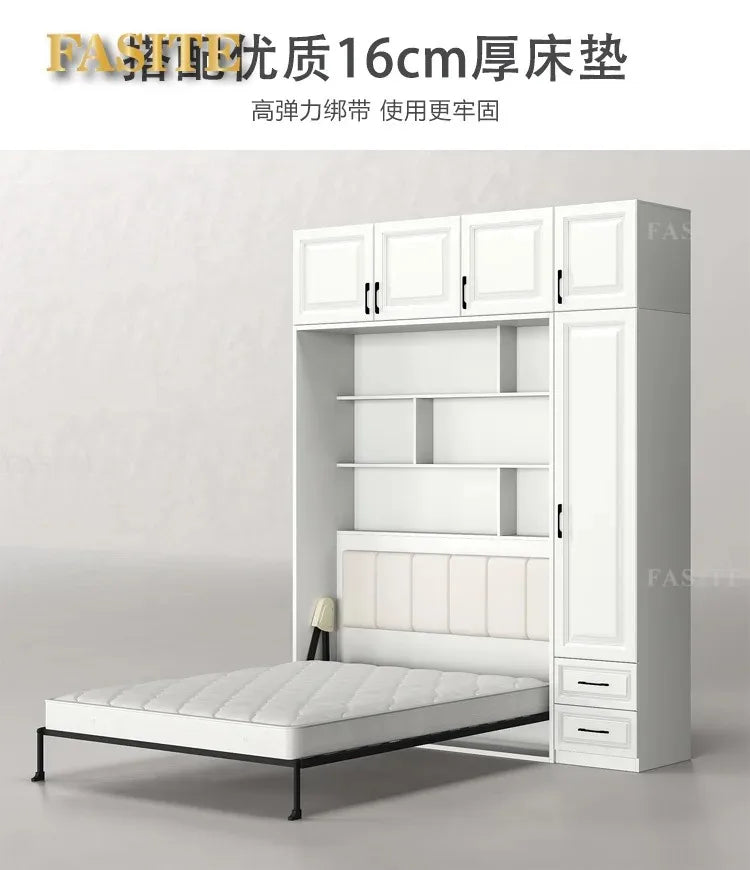 Invisible bed wall, bed, wardrobe, integrated 1.35-meter multifunctional foldable Murphy bed, flip bed under the bed