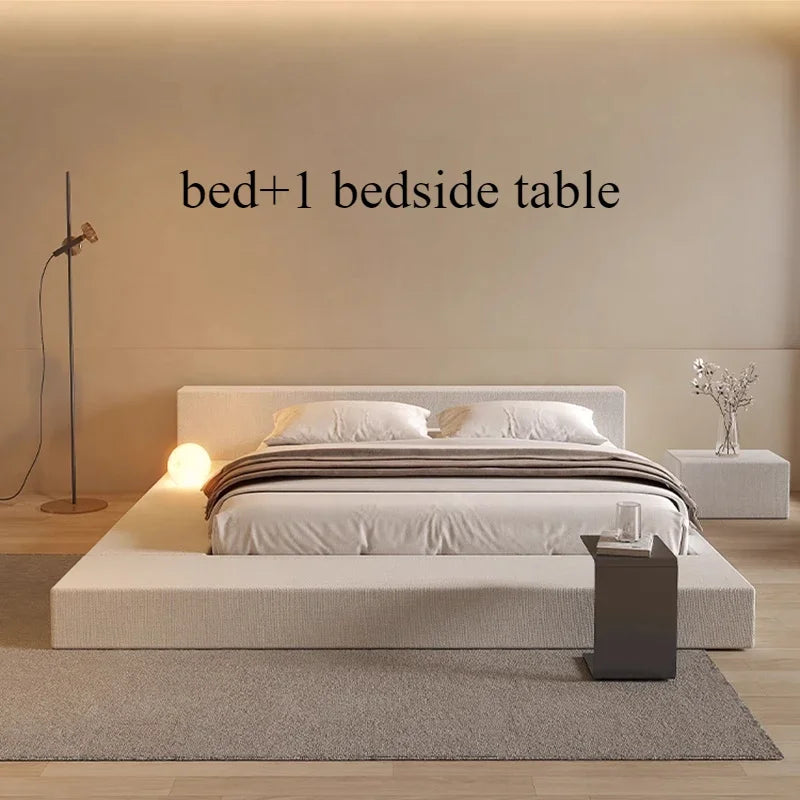 Japanese Minimalist Bed Tatami Cream Fashionable High Quality Modern Bed Wedding Confortable Double Muebles Bedroom Furniture