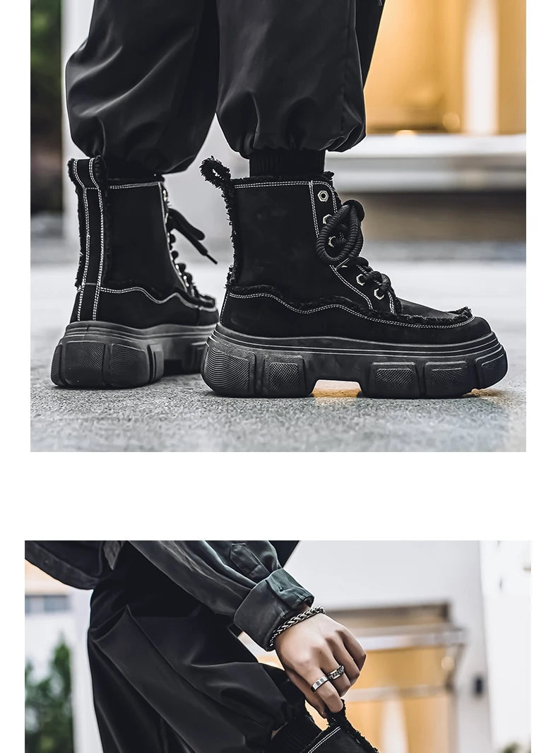 New Style Winter Retro Men's Ankle Tooling Boots High Quality Designed Casual Outdoor Mans Boot Platform British Style Men Shoes