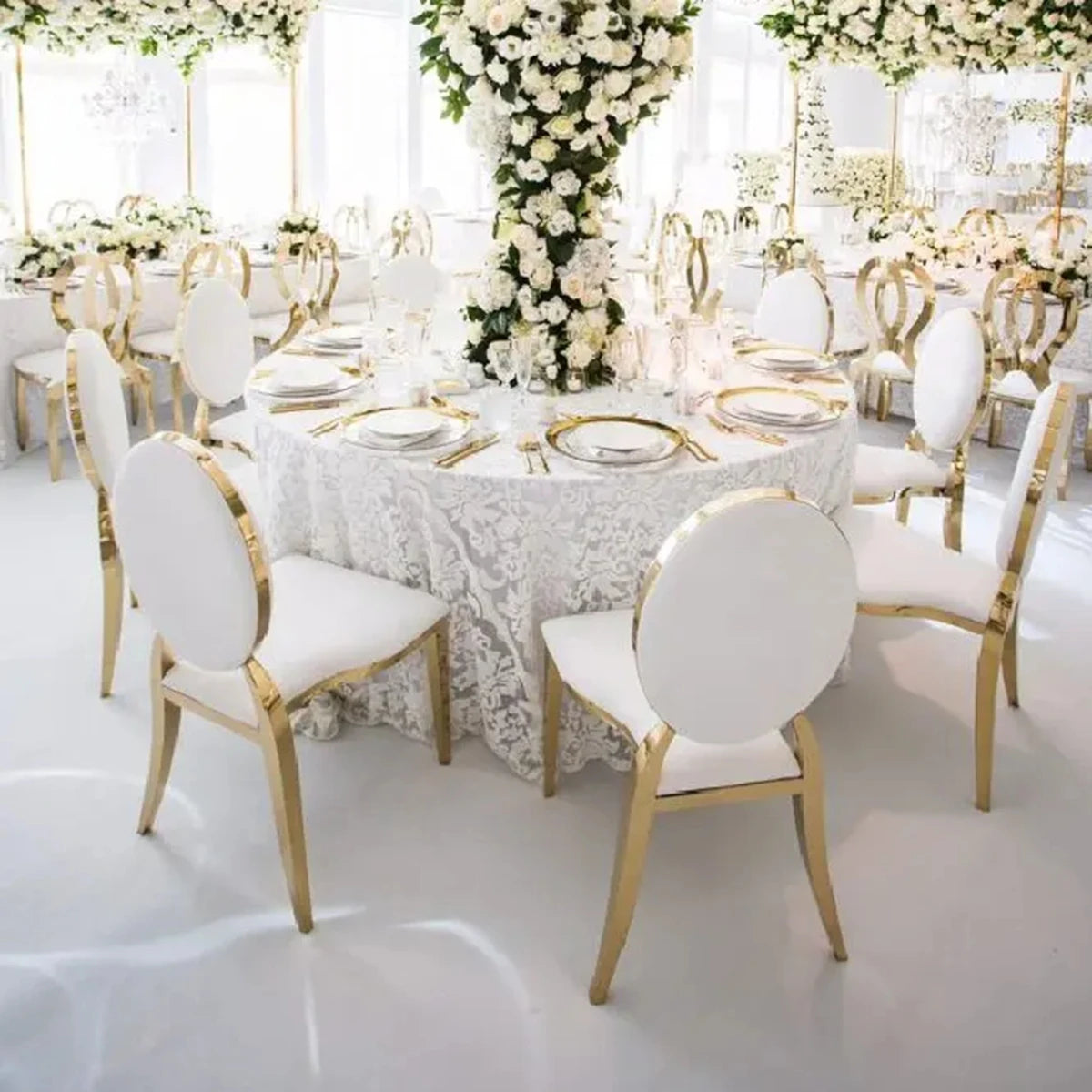 100pcs）Modern Restaurant Wedding Party Chairs plastic Stackable Hotel Gold Chiavari Chairs 1149