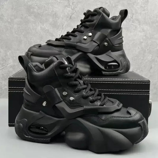 Men's Boots High Top  New Trend Wear-resistant Synthetic Leather Boots Casual Lace Up Height Increasing Fashion Boots 2025
