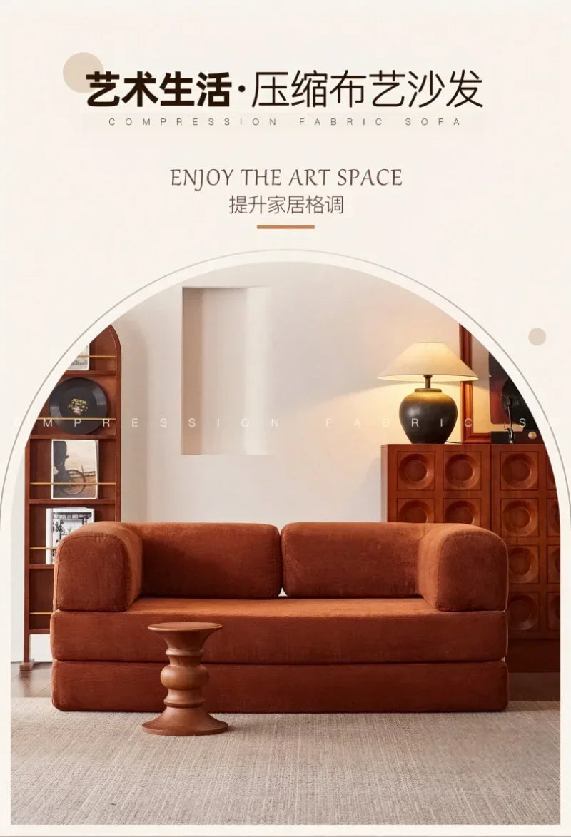Elegant Italian Compressed Sofa Minimalist Retro Corduroy Sofa Bed Foldable Washable Customizable for Living Room