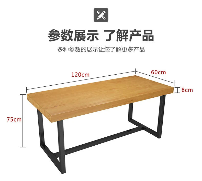 Solid Wood Table Rectangular Commercial Hotel Restaurant Dining Table Chair Combination Canteen Staff Dining Simple Muebles