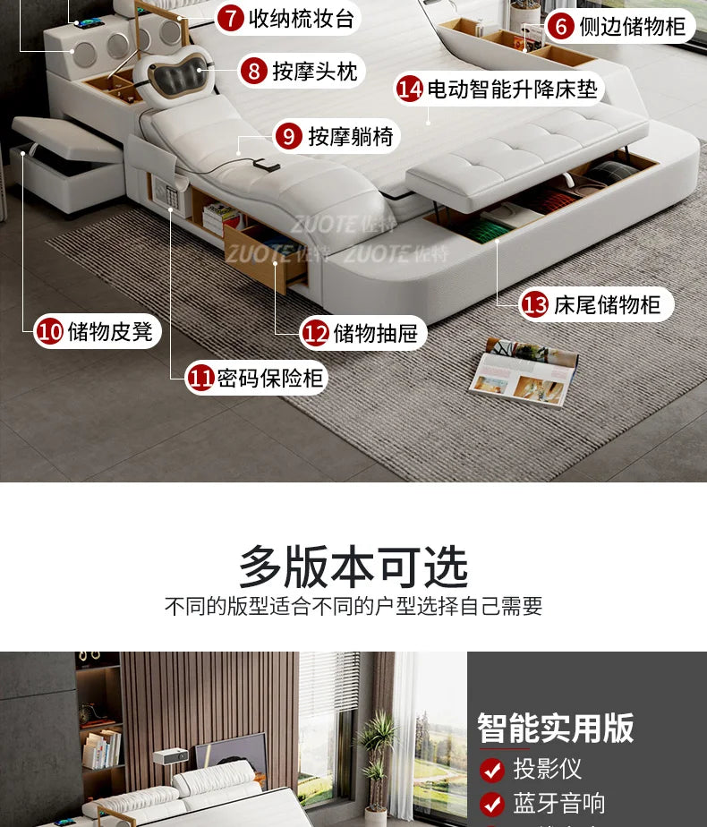 Unique Double Bed Aesthetic Elastic Adjustable King Size Beds Bedroom Tatami Camas De Casal De Luxo Furniture Decoration