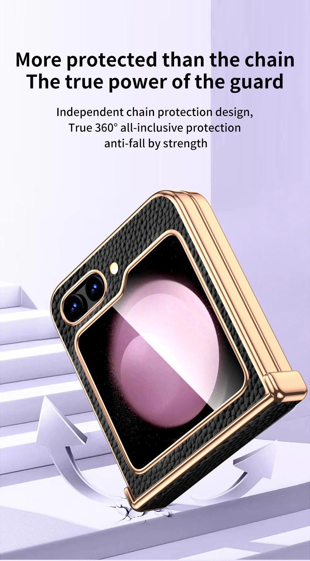 Cowhide Leather Phone Case for Samsung Galaxy Z Flip7 Flip6 Flip5 Flip 7 6 5 Luxury Hinge Protection Cover with Tempered Glass