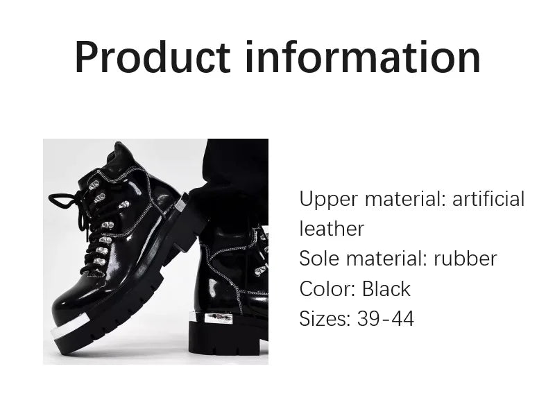 BKQU Punk Derby Boots Men 2024 Fall Bar Fashion Show Handsome Thick Sole Increase Big Head Work Biker Boots Men Punk