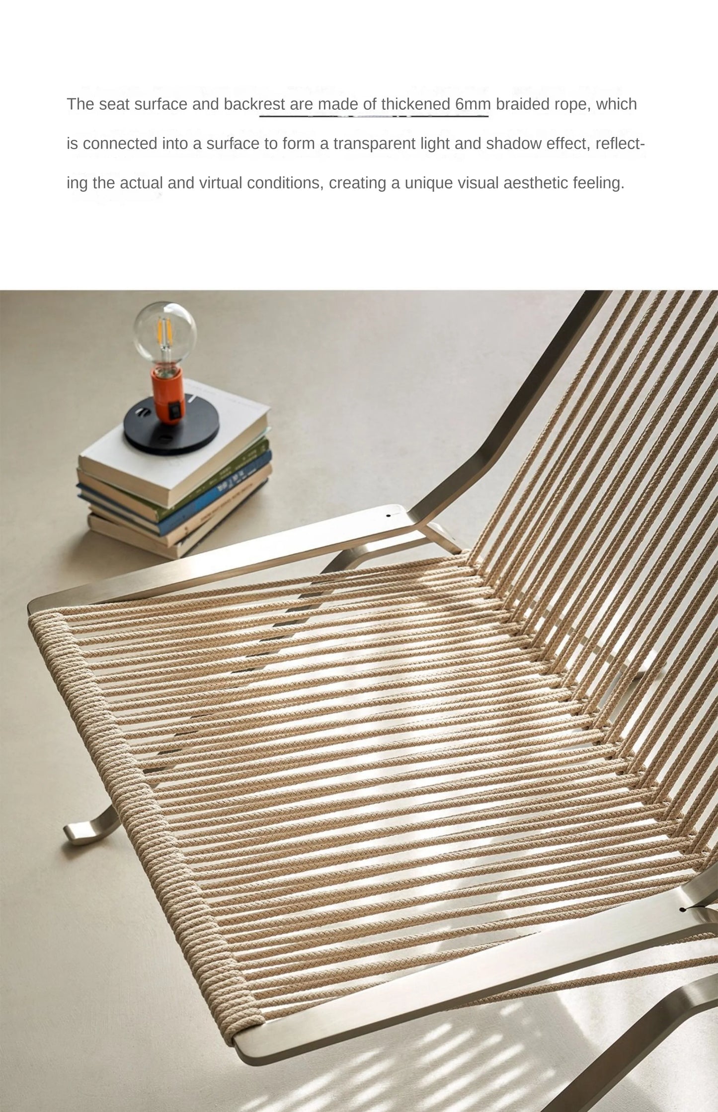 MOMO Bauhaus Single Lounge Chair Living Room Minimalist Rope Sofa Hotel Lounge Reception Chair Outdoor Woven Chair