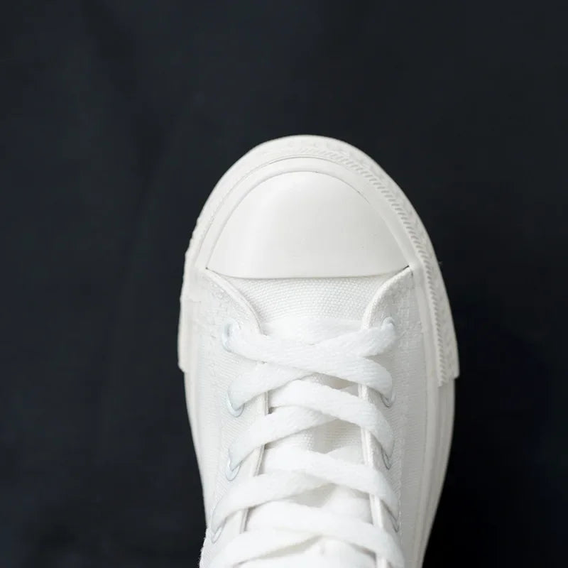 Canvas Long Boots for Women High Top Women Canvas Shoes Lace Up Knee High Boots Flats Casual Vulcanized Shoes Sneakers Girls