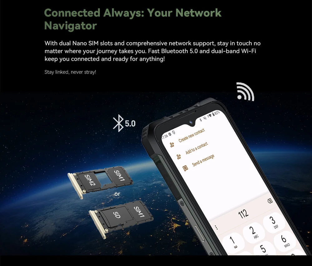 Cubot KingKong ACE 2 Ultra-thin Rugged Smartphone Android 14 16GB RAM(6GB+10GB),+128GB ROM 6.56" 90Hz Screen NFC Cell Phone