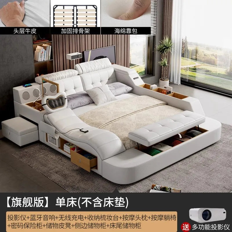 Unique Double Bed Aesthetic Elastic Adjustable King Size Beds Bedroom Tatami Camas De Casal De Luxo Furniture Decoration