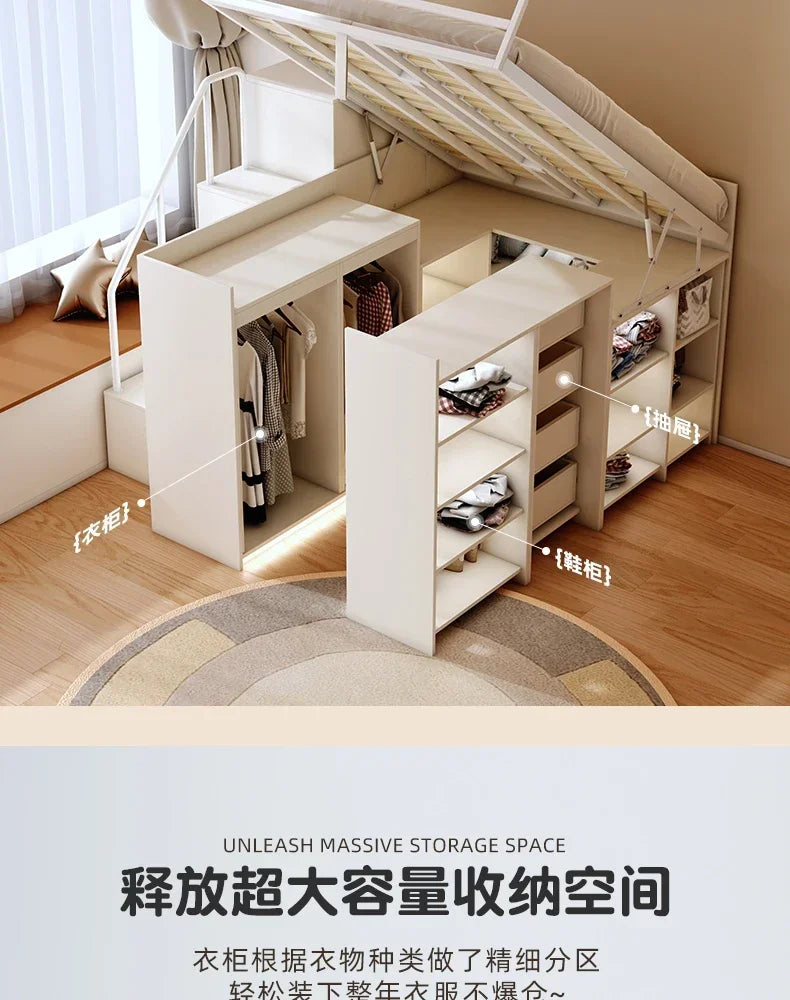 Multi-functional combination closet integrated bed