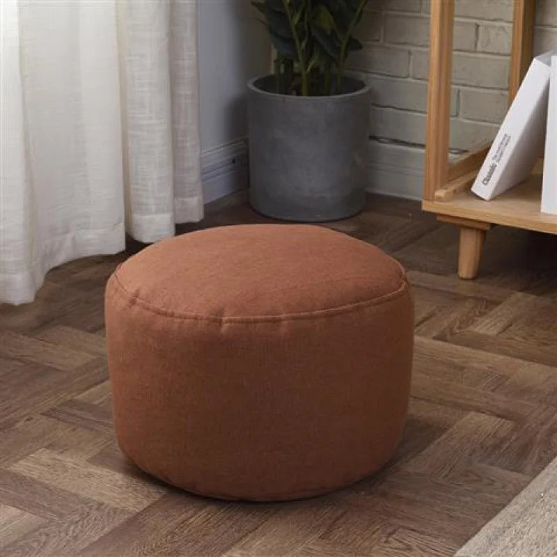 Linen Bean Bag Chair with Filling Beanbag Pouf Ottoman Footstool Tatami Round Stool Futon Puff Relax Lounge Furniture