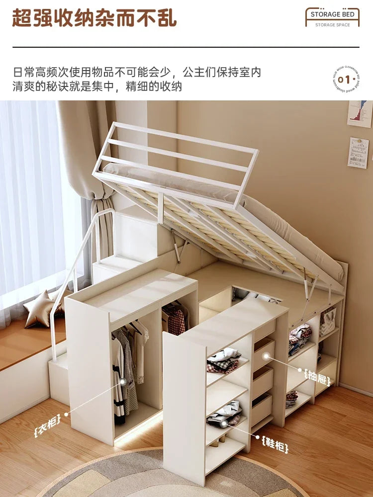 Multi-functional combination closet integrated bed