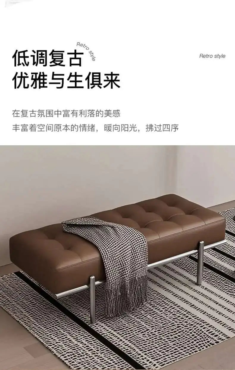 Entrance Porch Soft Shoe Bench Living Room Sofa Bench Bedroom Bed End Bench Metal Frame Integrated Benchs Minimalist Furniture