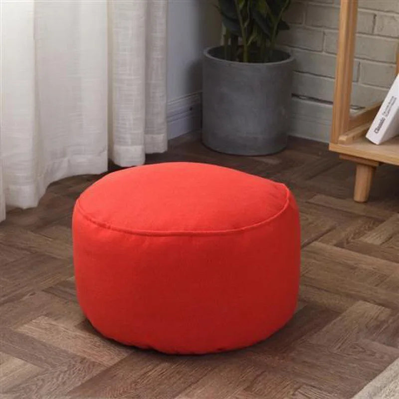 Linen Bean Bag Chair with Filling Beanbag Pouf Ottoman Footstool Tatami Round Stool Futon Puff Relax Lounge Furniture
