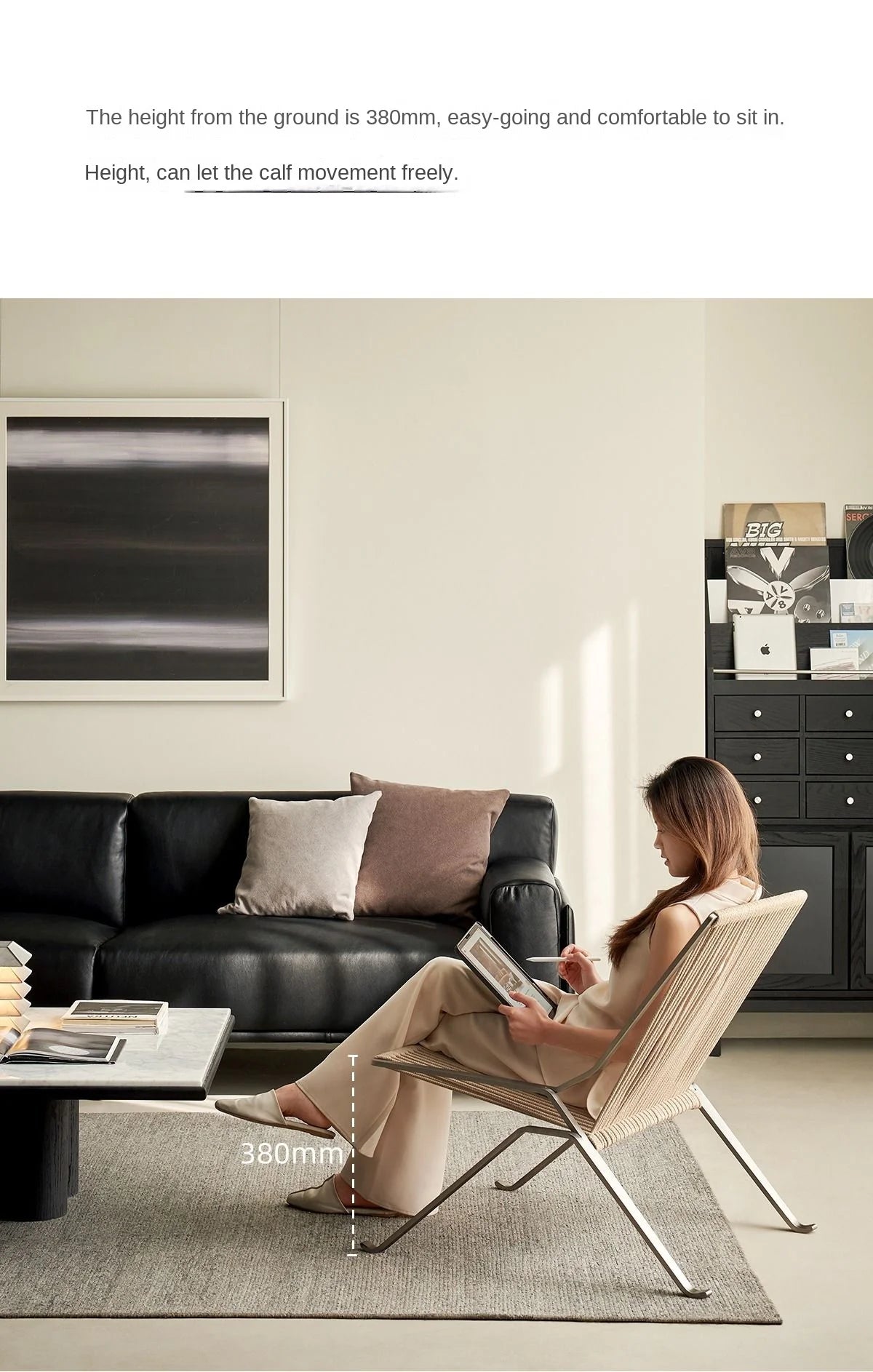 MOMO Bauhaus Single Lounge Chair Living Room Minimalist Rope Sofa Hotel Lounge Reception Chair Outdoor Woven Chair