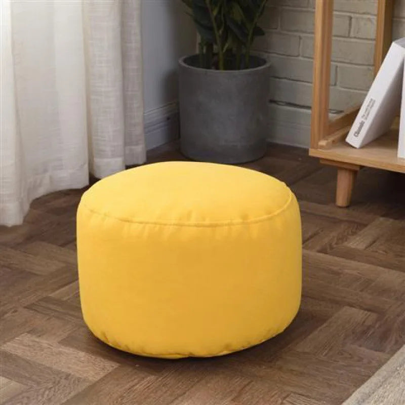 Linen Bean Bag Chair with Filling Beanbag Pouf Ottoman Footstool Tatami Round Stool Futon Puff Relax Lounge Furniture