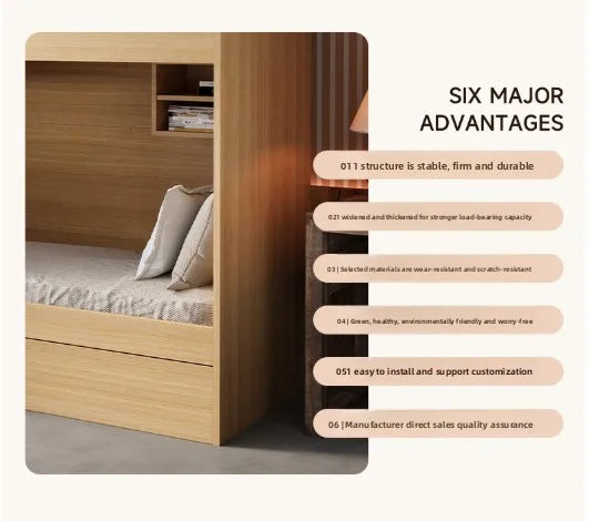 Family Parent-child Bed Space Capsule High and Low Bed Staff Bunk Bed Hotel Upper and Lower Wooden Beds