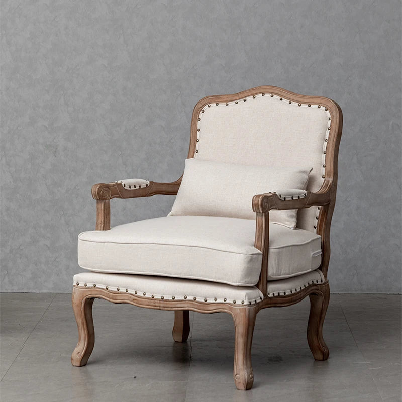 chairRetro solid wood single American country sofa small apartment fabric cafe hotel bedroom back sofachair