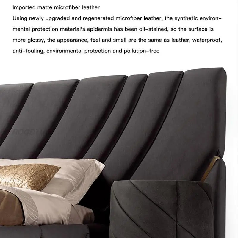 High-End Double Bed Modern Bedroom Furniture Set Villa Home Furniture Black King/Queen Size Bed Customizable Bedroom Bed Frame