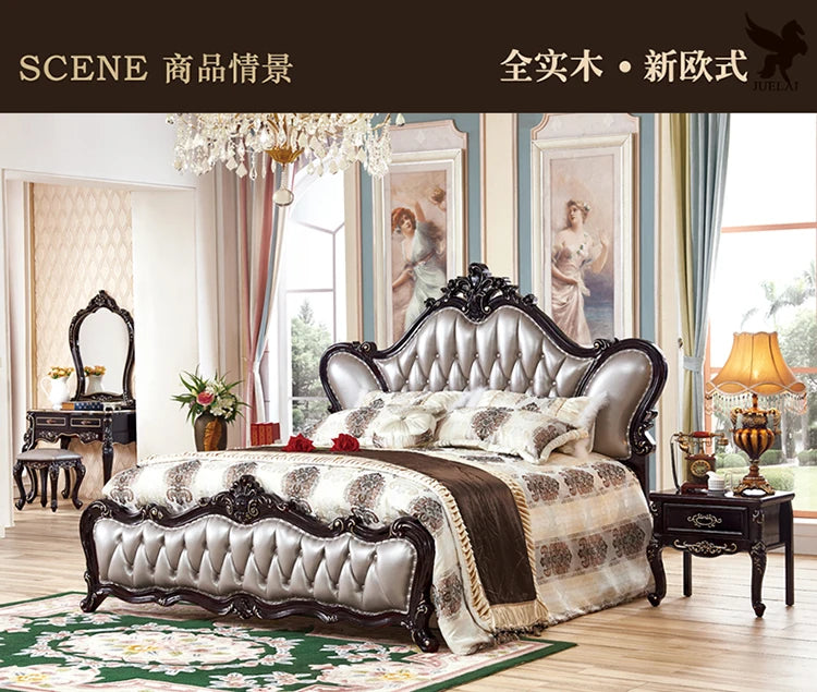 Adult European Bed Square Luxury High Quality Romantic Comfortable Bed Headboards Queen Frame Letto Matrimoniale Home Furniture
