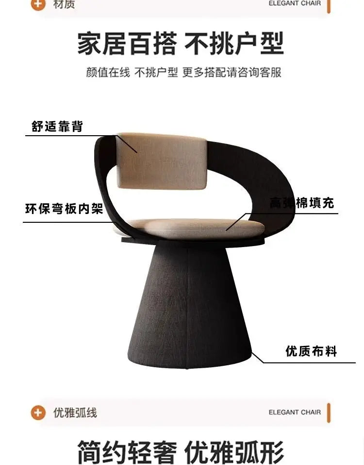 Italian Style Luxury Swivel Armchair with Swivel Base Premium Simple Leisure Seat Design Hotel Dining Chair and Dressing Stool