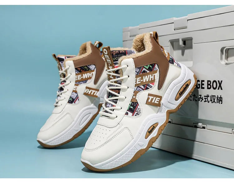 Mens Luxury Sneakers 2024 Winter Warm Platform Boots Mens Stylish Plus Velvet Designer Shoes Comfortable High Top Sports Boots
