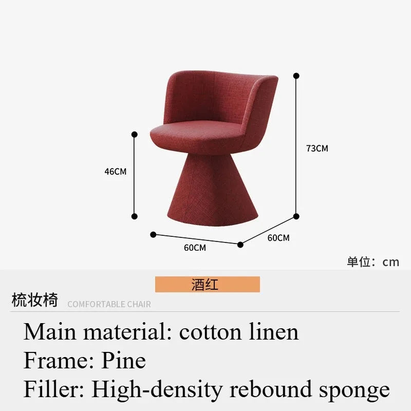 Italian Simple Dining Chair Rotable Vanity Chair Cream Style Home Bedroom Nordic Makeup Stool Hotel Reception Chair Furniture