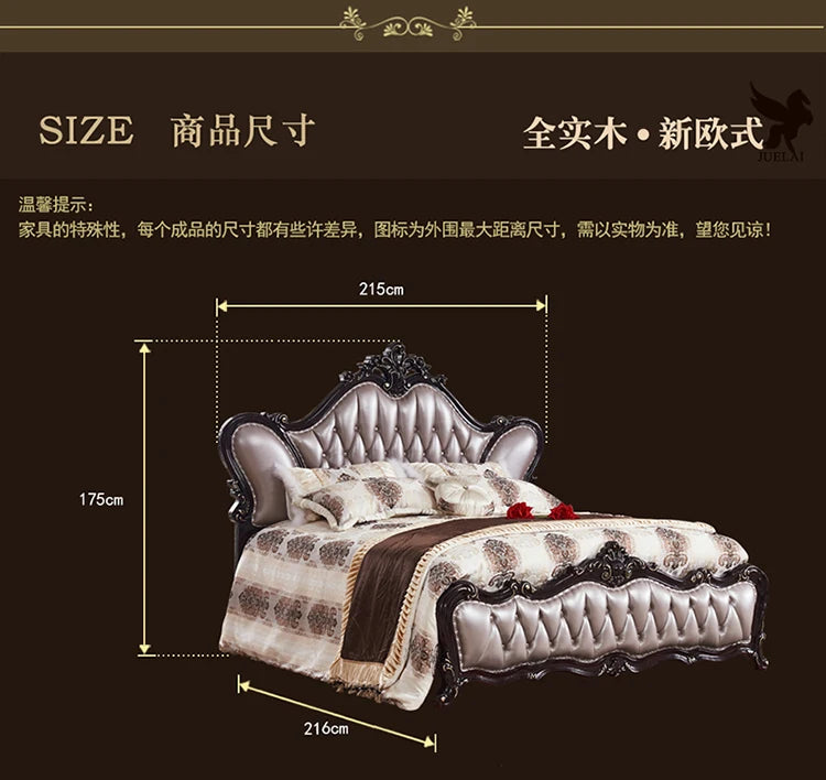 Adult European Bed Square Luxury High Quality Romantic Comfortable Bed Headboards Queen Frame Letto Matrimoniale Home Furniture