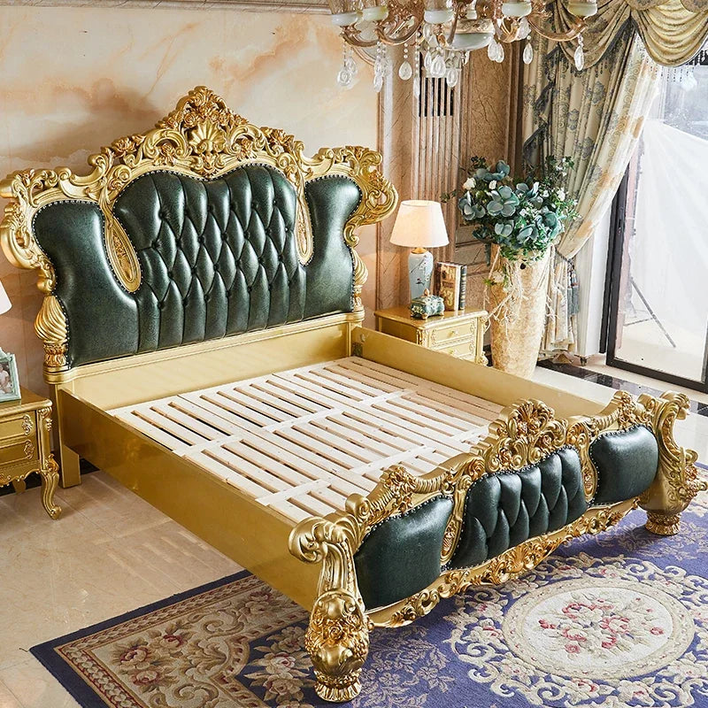 Luxury European King Size Bed Frame Large Master Sleeping Design Bed Frame Bedding Floor Camas De Dormitorio Bedroom Furniture