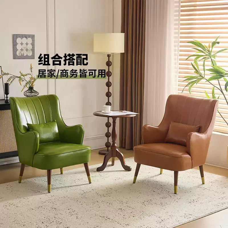 Elastic Ottoman Armrest Chair Leather Green Beaty Meditation Lazy Chair Balcony Relax Cadeiras De Sala De Estar Furniture
