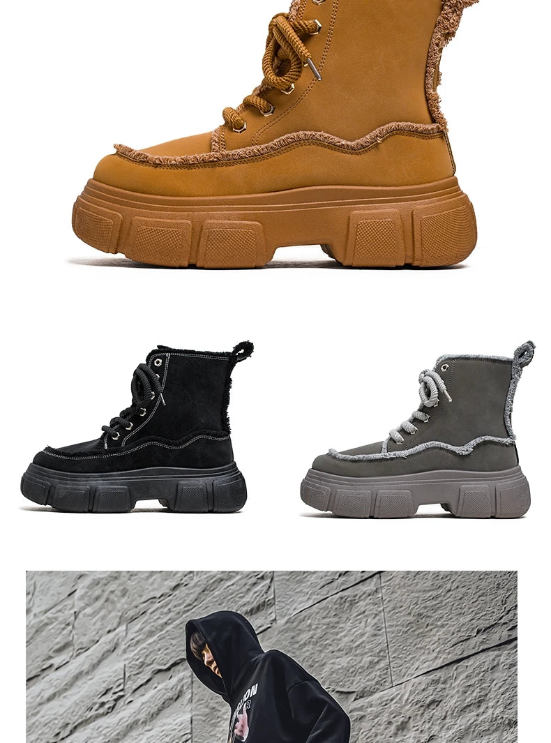 New Style Winter Retro Men's Ankle Tooling Boots High Quality Designed Casual Outdoor Mans Boot Platform British Style Men Shoes