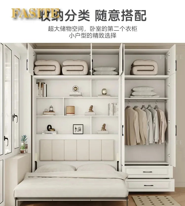 Invisible bed wall, bed, wardrobe, integrated 1.35-meter multifunctional foldable Murphy bed, flip bed under the bed