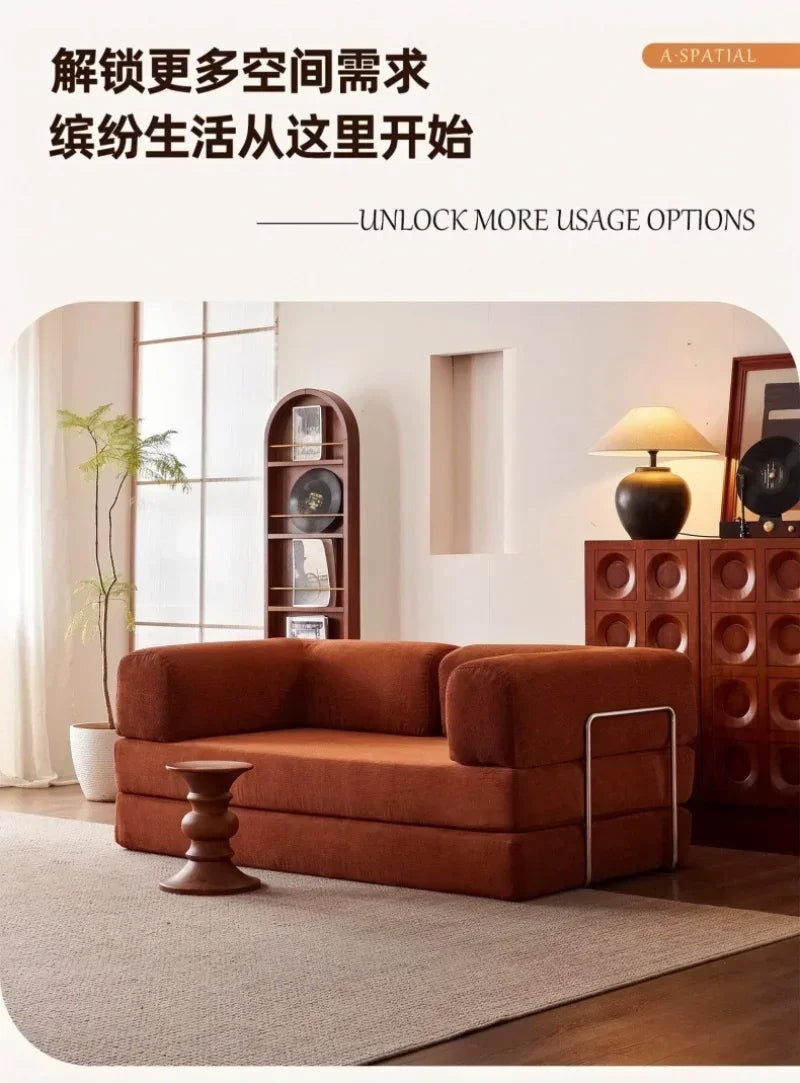 Elegant Italian Compressed Sofa Minimalist Retro Corduroy Sofa Bed Foldable Washable Customizable for Living Room