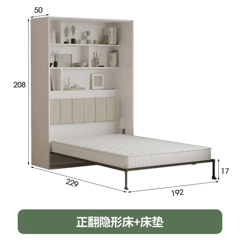 European Murphy Bed With Closet Organizer Drawers Full Size Bed Space-Saving Sleeping Salon Letto Matrimoniale Unique Furniture