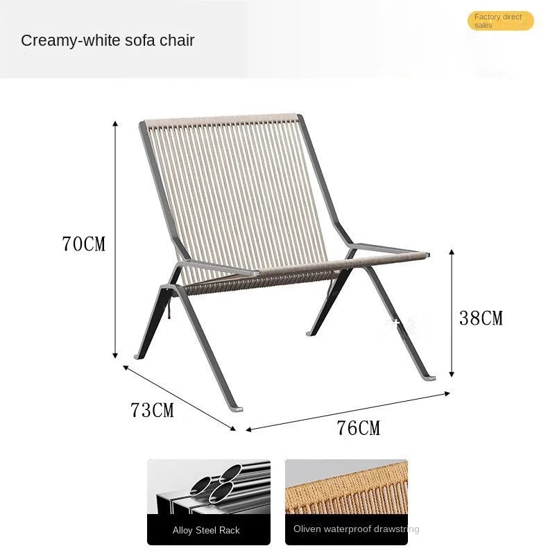 MOMO Bauhaus Single Lounge Chair Living Room Minimalist Rope Sofa Hotel Lounge Reception Chair Outdoor Woven Chair