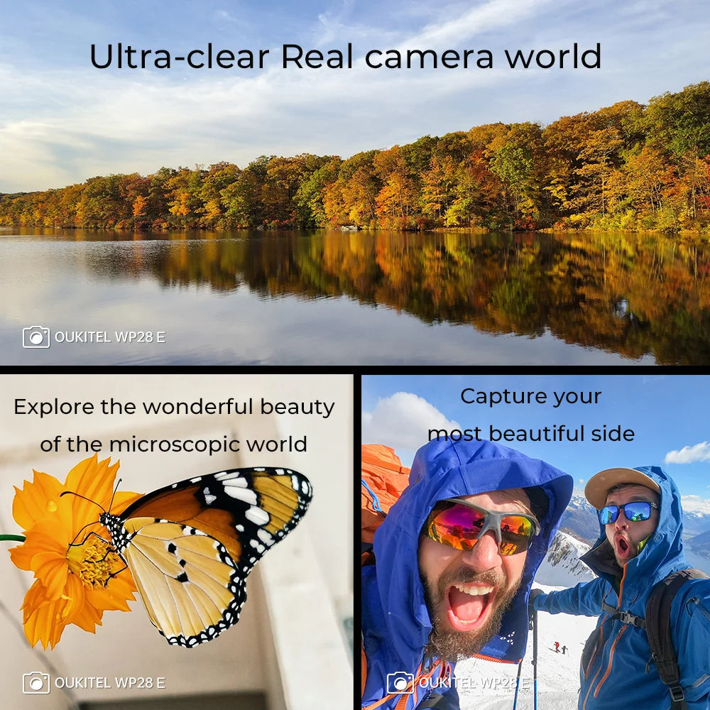 Oukitel WP28 E 4G Rugged Smartphone Android14 10600mAh Battery 4GB+64GB Mobile Phone 6.52 Inch HD+ 13MP Camera 18W Cellphone